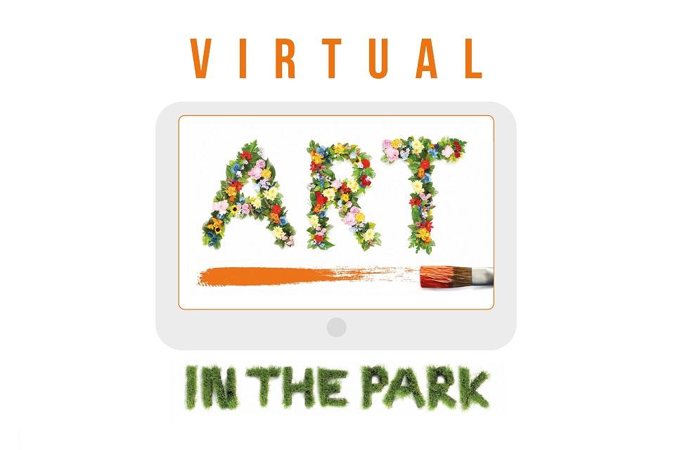 Logo featuring flower images and orange paintbrush.