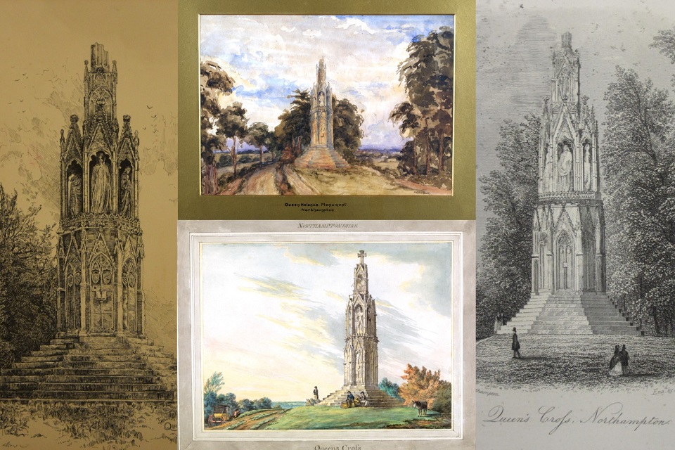 4 depictions of the Northampton Eleanor Cross