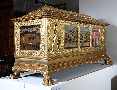 carved and gilded cassone or marriage chest