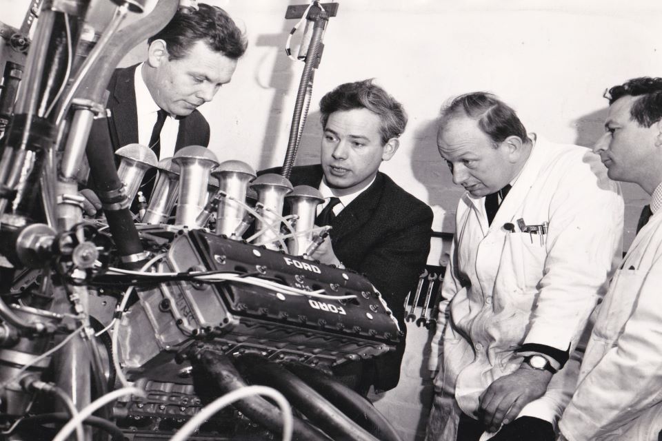 Image of The Design and Development team, Directors of Cosworth Engineering with the Ford Formula 1 engine 