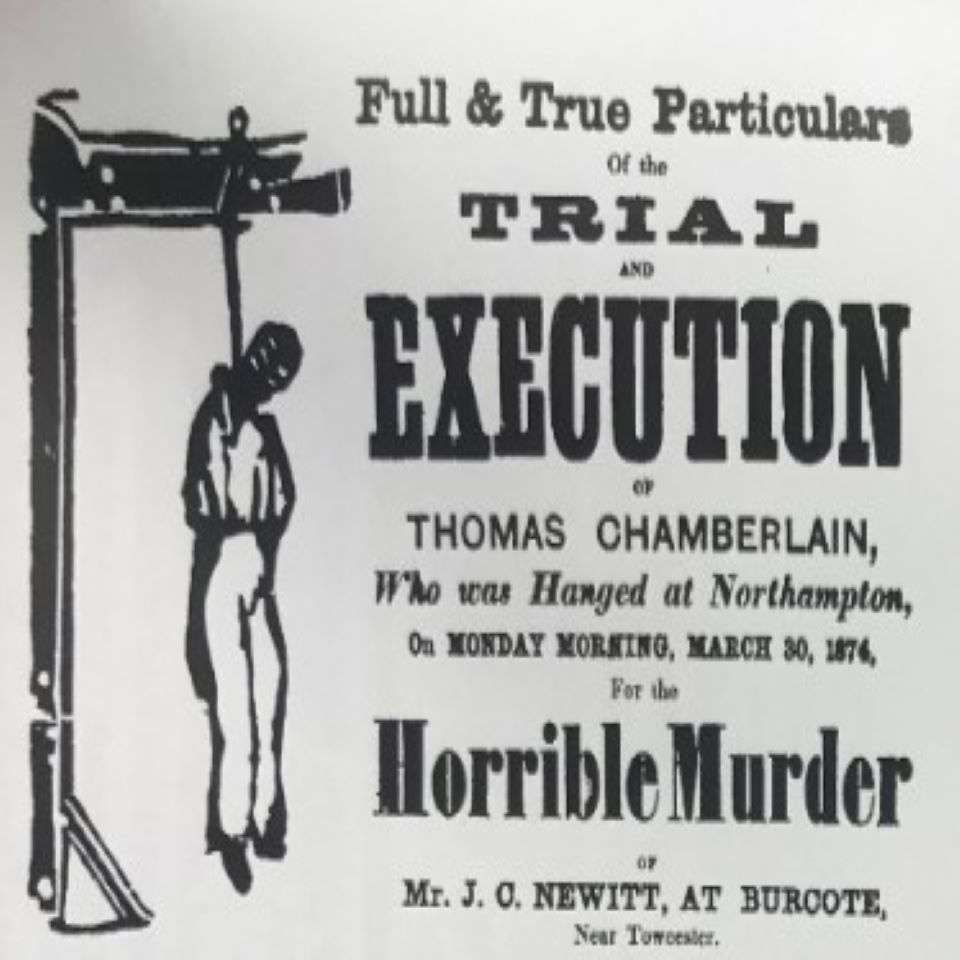 image to show Thomas Chamberlain, shoemaker hung at Northampton- last man to be hanged at the gaol.