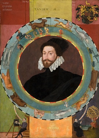 The front of a double sided portrait of Sir Christopher Hatton