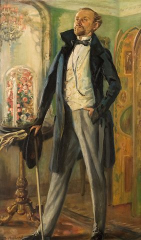 A full-length/ standing portrait of Thomas Osborne Robinson by George Buckingham Holland